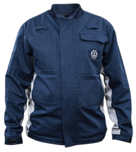 Load image into Gallery viewer, VW LOGO BLUE POCKETED JACKET WITH CUT RESISTANT SLEEVES